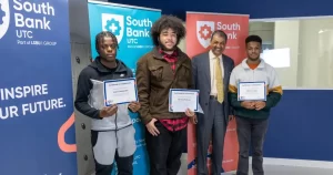 Students receiving their award