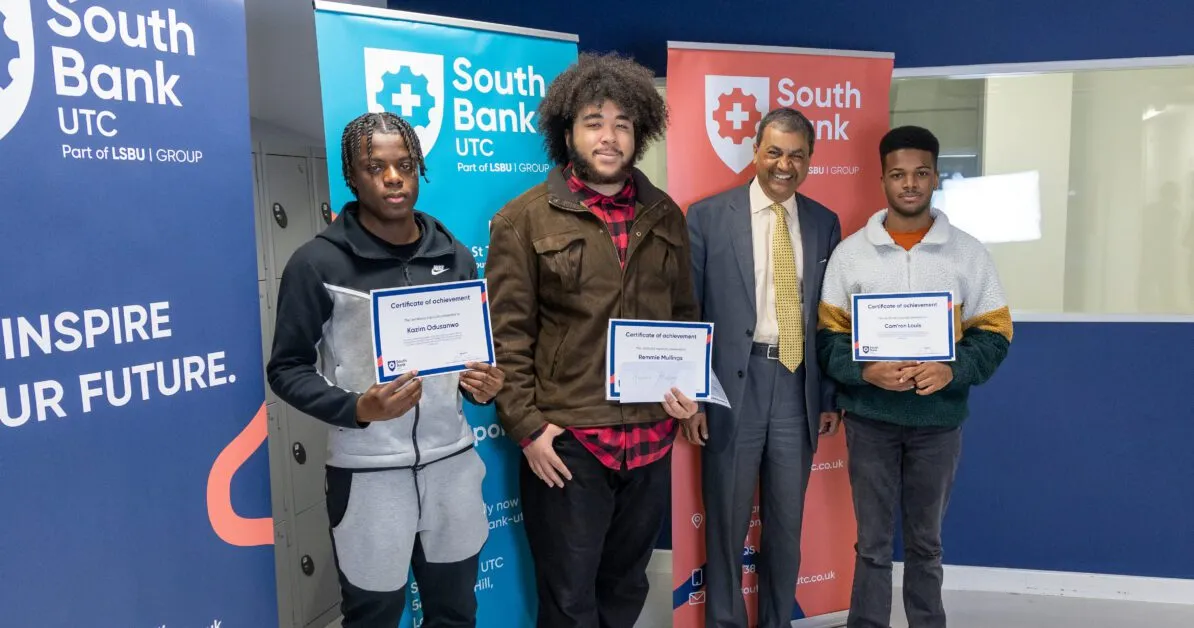 Students receiving their award